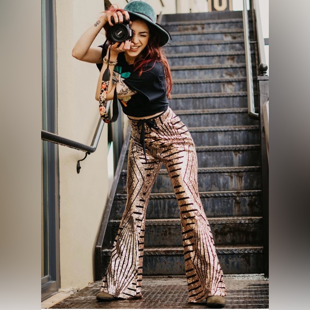 Gold and Black flare Pants
